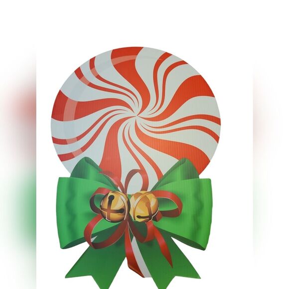 12 Pcs Christmas Peppermint Candy Corrugated Yard Signs with Stakes - Picture 6 of 8